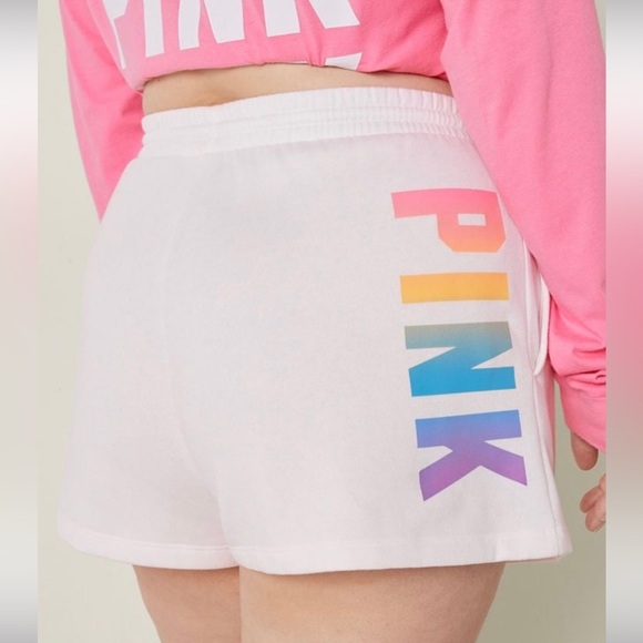 NWT PINK High Waist CAMPUS Sweat Shorts SMALL - Picture 2 of 7